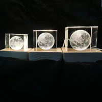 Lampada quadrata Led notte decorazione scrivania luce rettangolo di cristallo Base in legno cubo
