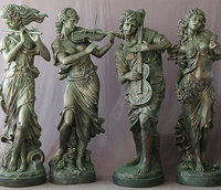 Grande statue de musicien en fibre de verre peinte à la main, ensemble de sculptures d'anges jouant du violon pour la décoration de jardins et d'hôtels, art extérieur de collection pour toutes les saisons