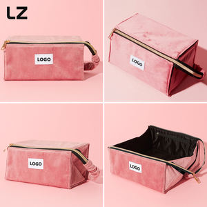 LZ <span class=keywords><strong>professionale</strong></span> in velluto con 3 pacchetti Organizer cosmetico valigetta in velluto borsa portatile da viaggio in velluto con coulisse borsa da viaggio - Product Image 2
