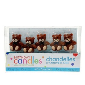 Bougies d'anniversaire en forme d'ours, 5 pièces, décorations de gâteau en paraffine pour fêtes d'enfants - Product Image 3
