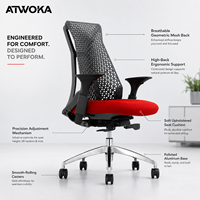 Silla de Oficina Ergonómica ATWOKA con Respaldo Alto y Asiento Deslizante - Asiento Ejecutivo Moderno Tapizado con Estructura en H para Sala de Conferencias