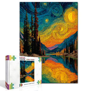 Rompecabezas de 1000 piezas con diseño de bosque estrellado, rompecabezas artístico para adultos, juguete educativo, caja de cartón, impresión a todo color, acabado mate - Product Image 1
