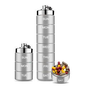 Metal Pill Box Organizer Durable and Convenient Pill Storage for Weekly Travel Case Promotional Weekly Medicine Box Rotatable
