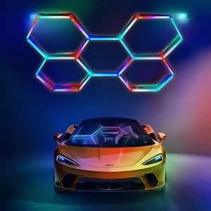 Plafonnier LED modulaire hexagonal suspendu DB RGBW D0100H5W3RT 1 pièce/lot de 5 pour garage, sous-sol, salle de jeux - Product Image 1