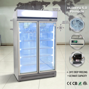 Congélateur vertical commercial pour supermarché, 2 portes, <span class=keywords><strong>ventilé</strong></span>, à refroidissement par air, avec contrôleur numérique, grande capacité, vitrine - Product Image 1