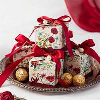 Boîtes en papier recyclables élégantes à motif floral pour biscuits de mariage, bonbons, chocolats, cosmétiques, cadeaux de voyage, fêtes, avec finition mate et réutilisables
