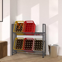 Support de caisse à boissons à 2 niveaux Supports de rangement pour bouteilles d'eau Étagère en acier pour caisse à bouteilles de bière