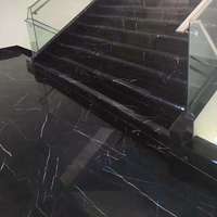 Carrelage en marbre noir Nero Marquina 24x24 Prix chinois bon marché Pierre naturelle Dalle de marbre noir Nero Marquina