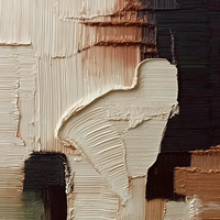 Peinture à l'huile texturée abstraite minimaliste sur toile, peinture originale beige brun neutre, décoration murale bohème