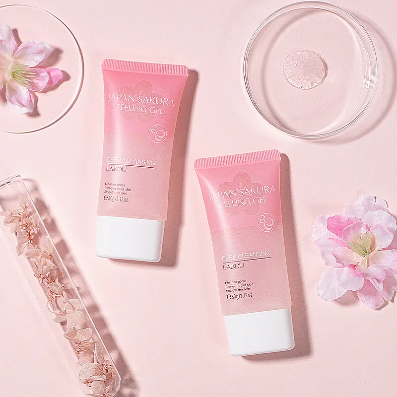 Sakura tẩy tế bào chết Gel hữu cơ giữ ẩm mặt lột Gel loại bỏ da chết cho lỗ chân lông làm sáng và làm săn chắc da