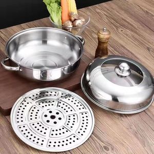 หม้อนึ่งสแตนเลส 2 ชั้น ขนาด 28 ซม. สำหรับเตาแก๊สและเตาแม่เหล็กไฟฟ้า ใช้ในครัวเรือน - Product Image 2