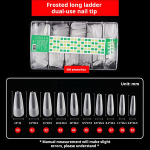 Ongles artificiels transparents sans trace, forme trapèze, design givré longue goutte d'eau, couverture complète, pour extension d'ongles, en vrac - Product Image 2