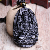 Collier pendentif BINSHUO, vente flash, Feng Shui, obsidienne naturelle sculptée, huit protecteurs du zodiaque, Bouddha Bodhisattva, dieu protecteur, saint