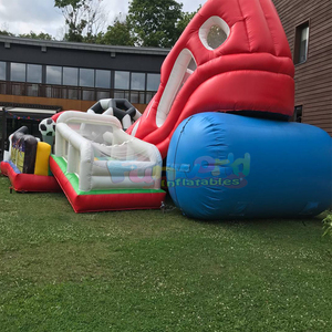 Castillo inflable gigante para fiestas al aire libre para adultos con tobogán, área de juegos inflable con forma de bota de fútbol. - Product Image 5