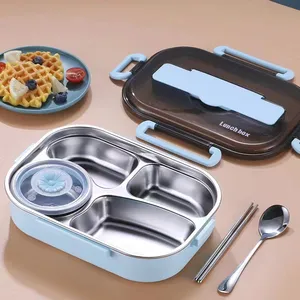 Wholesale Compartment Design Sealed Leakproof High Capacity Food Container Stainless Steel Bento Lunch Box With Cutlery