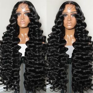 Bán buôn đôi rút ra 13x4 glueless Swiss ren phía trước lỏng sóng sâu nguyên liệu Trinh Nữ lớp biểu bì phù hợp Brazil tóc con người tóc giả - Product Image 1