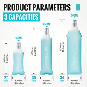 Bouteille d'eau pliable en TPU personnalisée en gros avec logo, gourde souple en plastique pour la course et le sport - Product Image 3