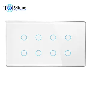 Topshine-interrupteur tactile wifi intelligent, 147X86mm, 8 gangs, application tuya, nouveau design, compatible avec alexes et google home