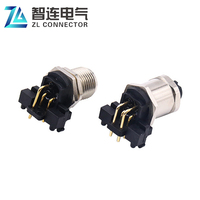 Conector ZLconnector M12 Impermeable para PCB, Conector Macho Angular de 2 a 12 Pines, Blindado, para Montaje en Panel Trasero Ethernet