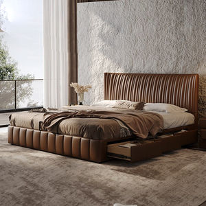 2025 Volledig Echt Leder Mid-Century Shell <span class=keywords><strong>Bed</strong></span> Italiaans Minimalistisch Gecapitonneerd <span class=keywords><strong>Platform</strong></span> voor Hoofdslaapkamer Hoogwaardig Zacht Gepolsterd - Product Image 1