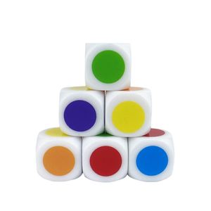 Dado de acrílico al por mayor de 16 mm, de 6 caras, con puntos de color personalizados D6 para juegos de mesa - Product Image 1