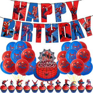 Venta caliente <span class=keywords><strong>Spiderman</strong></span> tema Banner Cake Topper globo conjunto superhéroe Feliz <span class=keywords><strong>cumpleaños</strong></span> fiesta decoración suministros - Product Image 6