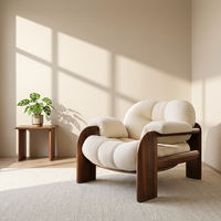 Nordic Boucle Tissu Fauteuil Simple Beige Velours Chaise De Loisirs pour Bureau À Domicile Chambre Hôtel Parc Salon Salle À Manger En Plein Air
