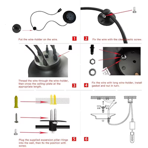 <span class=keywords><strong>Lustre</strong></span> <span class=keywords><strong>araignée</strong></span> rétro à <span class=keywords><strong>6</strong></span> lumières, noir, avec câbles multiples réglables, lampe suspendue pour restaurant, salon, entrepôt USA - Product Image 6