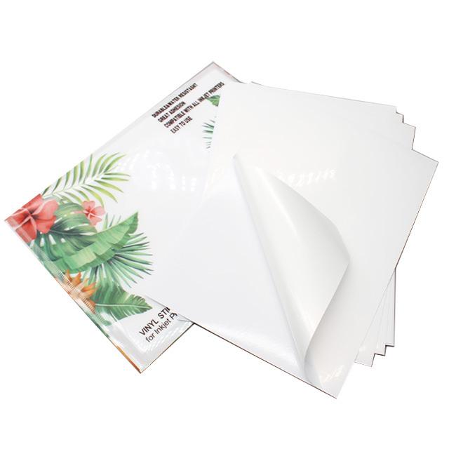 Glossy Sublimation Sticker Paper 8.5 X 11 Inch Waterproof White Sticker Sheets Printable Vinyl Sticker Paper for Inkjet Printer