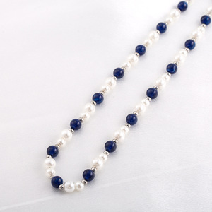 สร้อยคอไข่มุกเทียมสีฟ้าสีขาวลูกปัดมุกเทียมสไตล์จีนสมัยใหม่สำหรับผู้ชายผู้หญิงสั้นเครื่องประดับอินเทรนด์ - Product Image 2