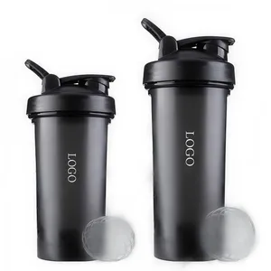 星溪600毫升400毫升黑色塑料健身房健身蛋白摇壶带刻度运动水瓶
