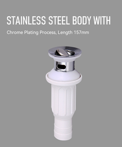 <span class=keywords><strong>Scarico</strong></span> per Lavabo Moderno in Acciaio Inox e Plastica con Troppopieno, Vendita Diretta dal Produttore PPW, per Bagno e Hotel - Product Image 6