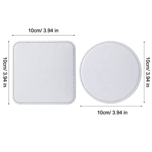 批发方形和圆形升华PU皮革空白杯垫饮茶咖啡杯 - Product Image 4