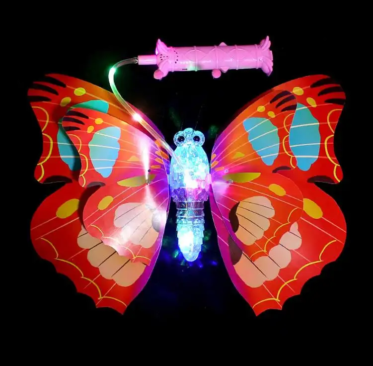 Luminous Portable LED Electric Butterfly Children Toys Flashing Music Wings Can Move Flash Butterfly For Kids Toy Gifts