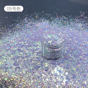 Poudre scintillante Wei Cai Xiang, multicolores, forme hexagonale, pour nail art, DIY, paillettes pour le corps - Product Image 5