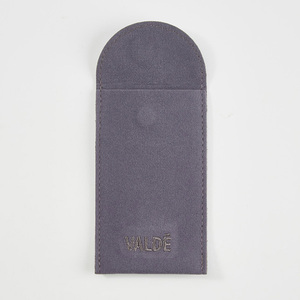 Customized Velvet Jewelry Bag with Magnet Grey Jewelry Packaging Flap Small Envelope Dust Bag Jewelry Pouch with logo Embroidery - Product Image 3