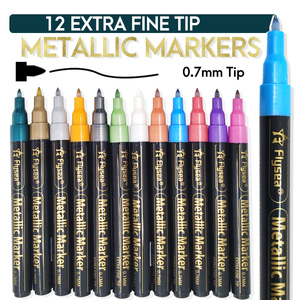 Marqueurs d'art en métal de marqueur permanent de 12 couleurs pour écrire et dessiner sur toutes les surfaces - Product Image 2