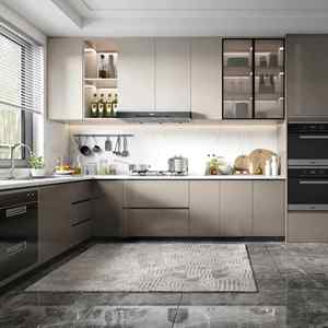 Gabinete de Cocina Esquinero Moderno de Alta Gama en MDF con Acabado Brillante, Incluye Opciones de Despensa, Fregadero y Protector Contra Salpicaduras Personalizados - Product Image 1