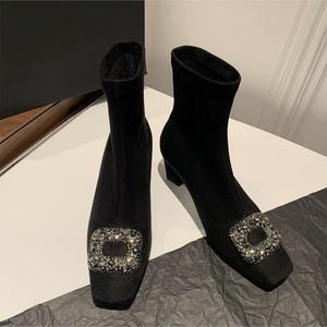 Botines de Tacón Grueso para Mujer, Elegantes y Modernos, de Piel Sintética, para Uso Diario, Botas Cortas para Exteriores - Product Image 2