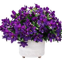 Bunga Azalea Sutra Buatan 3 Bundel Realistis Tahan UV Dekorasi Musim Semi Luar/Dalam Ruangan Ungu Tua