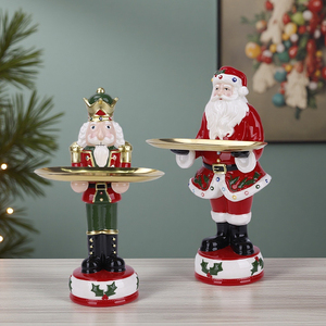 Redeco جديد إبداعي السيراميك كسارة البندق عيد الميلاد مع علبة معلمة ذهبية زخرفة سانتا كلوز تمثال للهدايا تزيين المنزل - Product Image 4
