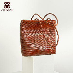 <strong>Small</strong> Niche Design Cowhide Handmade Woven Bag 2025 Large Capacity <strong>Basket</strong> Tote Bag Versatile Single Shoulder Lady Handbag - Product Image 5