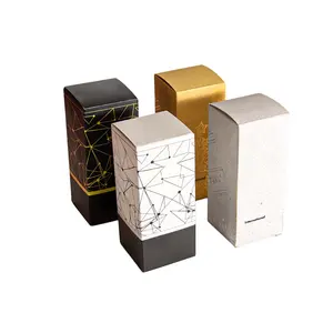 Özel sıcak damgalama süreci Logo baskı katlanmış parfüm karton kutu ambalaj güzellik ürünleri karton kozmetik şişe hediye kutusu