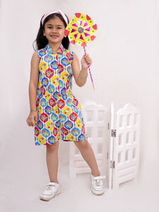 Girls Printed Cotton Kurta Kurti Knee-Length Casual <b>Summer</b> Dress Stretchable Regular Fit India Pakistan Style - Product Image 2