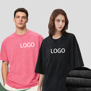 Camiseta Oversize de Algodón 100% Lavado al por Mayor, 200GSM, Ligera, con Logotipo Personalizado, Bordado Flocado, Estilo Vintage para Hombre - Product Image 1