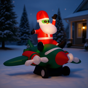 Babbo Natale Gonfiabile su Jet, Decorazione Natalizia da Giardino, Decoro per Esterni, Materiale PVC, Unisex - Product Image 2