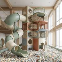 Parque de Aventuras Interior Minimalista ASTM - Zona de Juegos Modular, Toboganes Gigantes y Área de Trampolines para FEC de Alta Gama