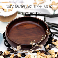 Ensemble de tasses à café en céramique de porcelaine fine classiques polies de 200 ml avec logo personnalisé, écologiques