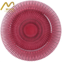 Assiettes de présentation en verre transparentes et colorées pour mariage, vente en gros, 13 pouces, assiettes décoratives en verre pour fête