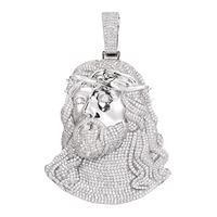 Collier pendentif en cuivre avec portrait de bambou en zircon complet, style hip-hop européen américain, tendance de la mode, accessoires pour hommes, vente en gros